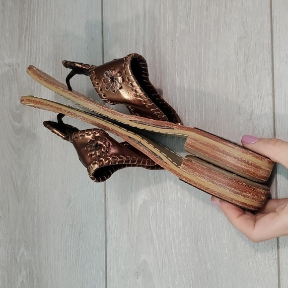 Jack Rogers Womens Thong Rose Gold Metallic Leather Sandals shoes sz 7 - Picture 8 of 13